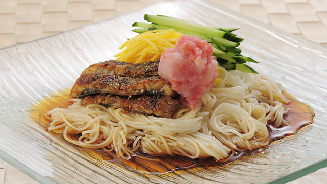 レシピ2:レモンをプラスしてスタミナ満点☆「うなぎのさわやかそうめん」